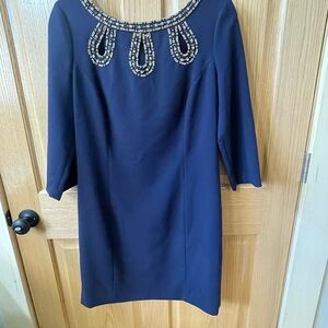 Lilly Pulitzer Navy Dress with Embellished Neckline